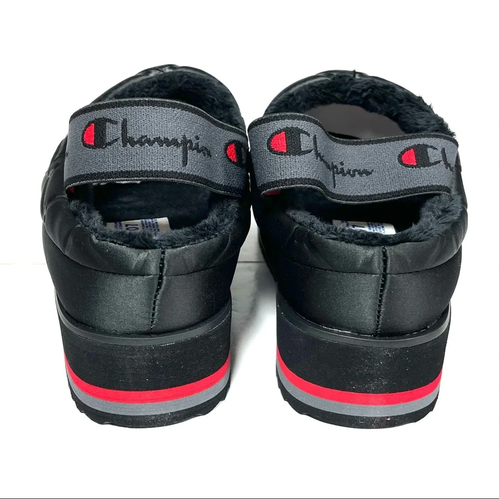 Champion Hot Stuff Platform Slippers Women’s Size 7 Lux‎ Black Slingback